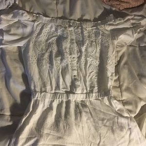 White, off the shoulder, eyelet, romper